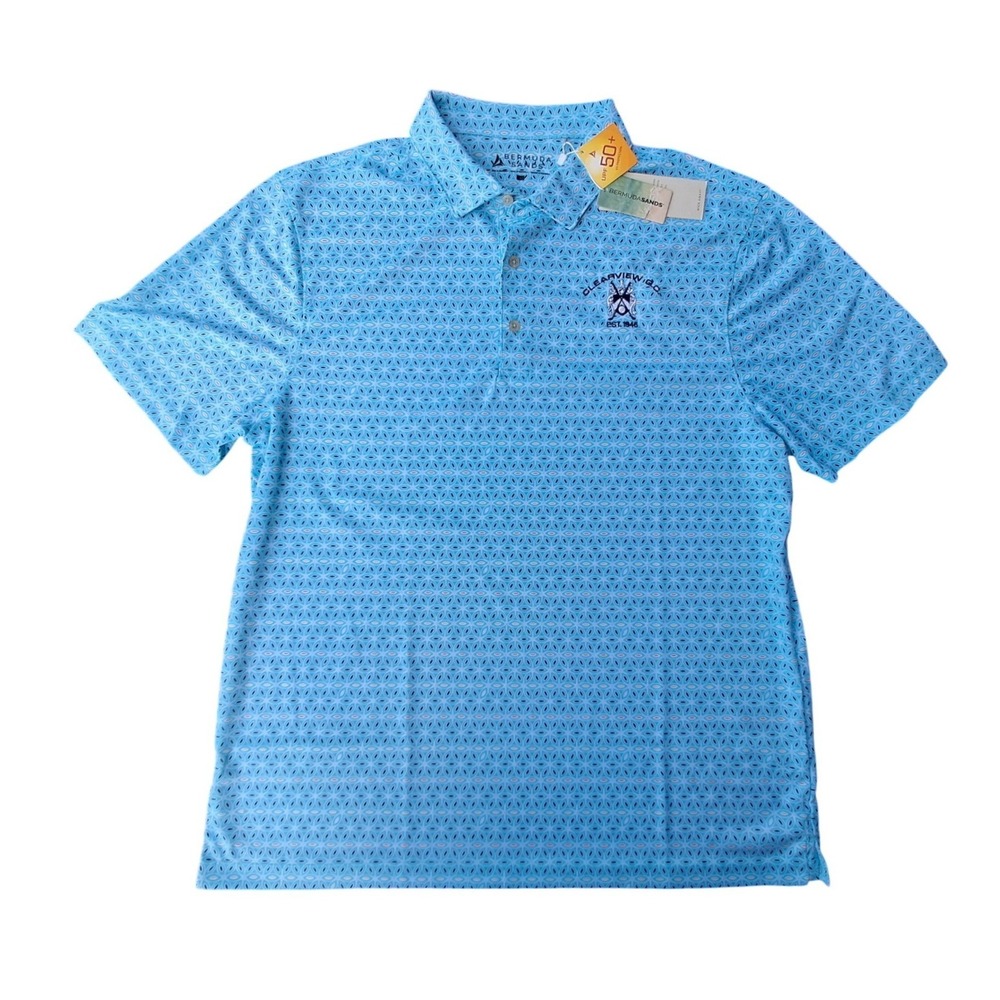 Bermuda Sands Clearview Golf Club, Amalfi Blue Golf Polo Mens Large UPF 50 NWT